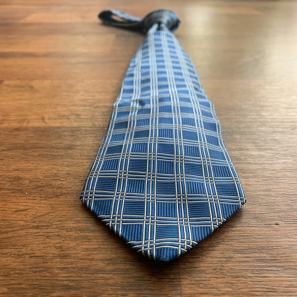 Burberry by Drakes Blue Check Tie - Picture 8 of 8